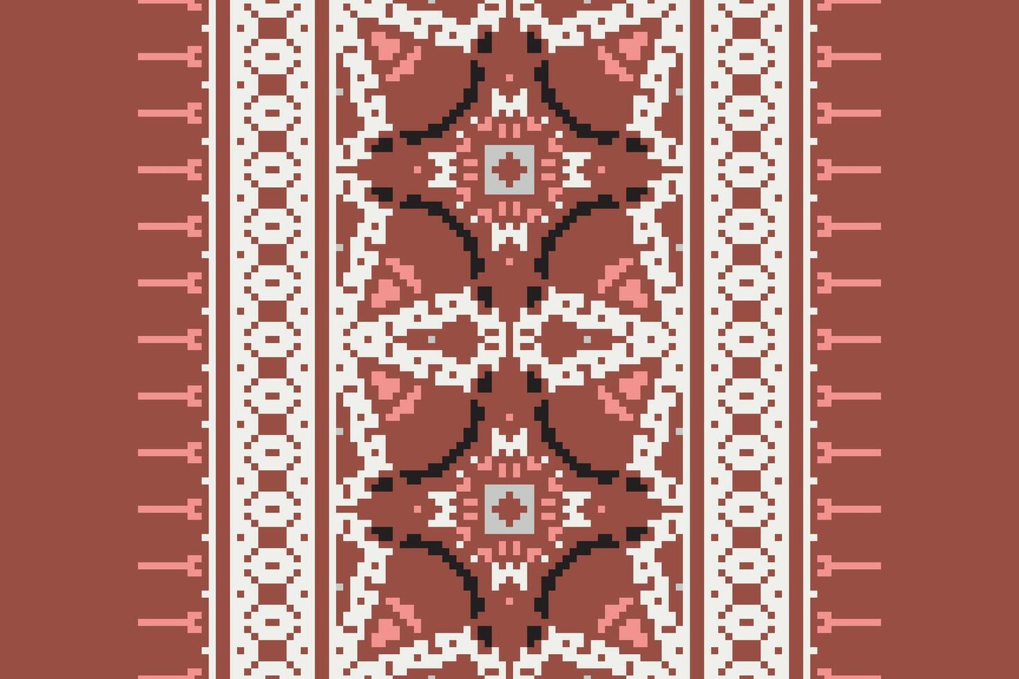 Ghagra Pattern Seamless Mughal architecture Motif embroidery, Pixel Ikat embroidery Design for Print scandinavian pattern saree ethnic nativity gypsy pattern vector