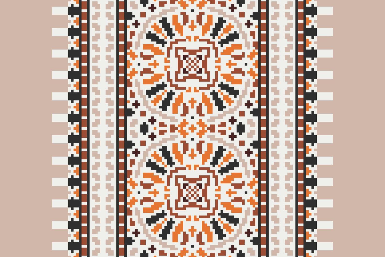 Motif folklore pattern Seamless Native American, Motif embroidery, Pixel Ikat embroidery Design for Print figure tribal ink on cloth patola sari vector
