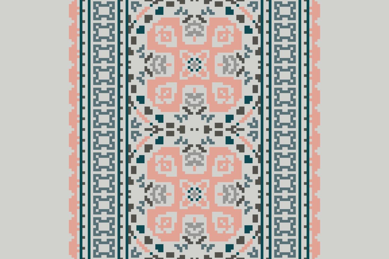 Motif folklore pattern Seamless Native American, Motif embroidery, Pixel Ikat embroidery Design for Print pattern vintage flower folk navajo patchwork pattern vector