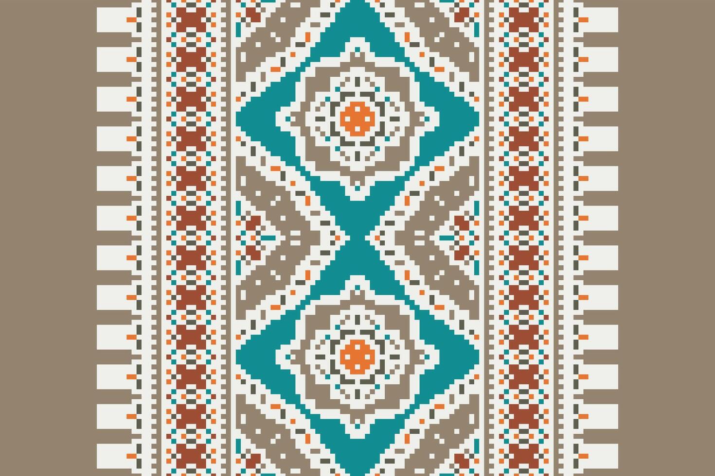Motif folklore pattern Seamless Bandana print silk Motif embroidery, Pixel Ikat embroidery Design for Print endless arabesque cloth dupatta shawl bandana print silk kurta men vector