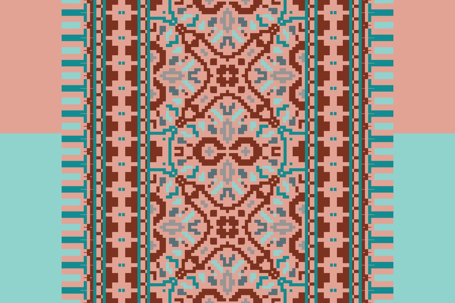 Motif folklore pattern Seamless Native American, Motif embroidery, Pixel Ikat embroidery Design for Print kurta pattern mughal motifs tapestry pattern floral repeat vector