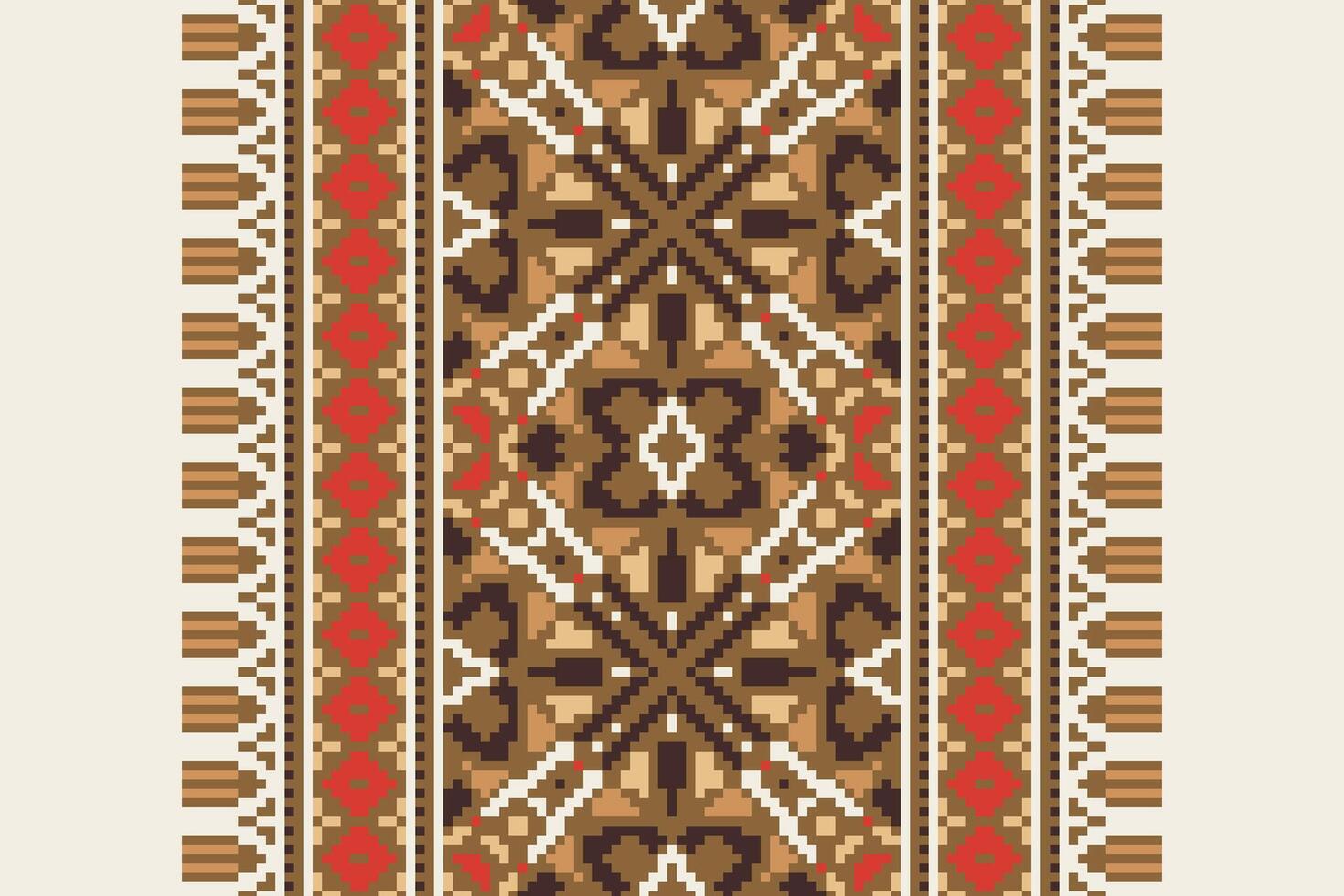 Motif folklore pattern Seamless Bandana print silk Motif embroidery, Pixel Ikat embroidery Design for Print vyshyvanka placemat quilt sarong sarong beach kurtis Indian motifs vector