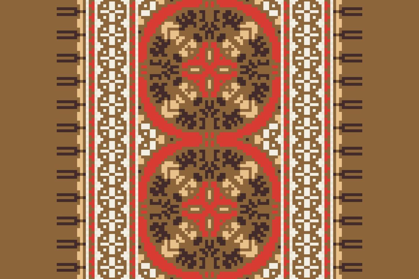 Motif folklore pattern Seamless Bandana print silk Motif embroidery, Pixel Ikat embroidery Design for Print indigenous art aboriginal art pattern floral kurti mughal border vector
