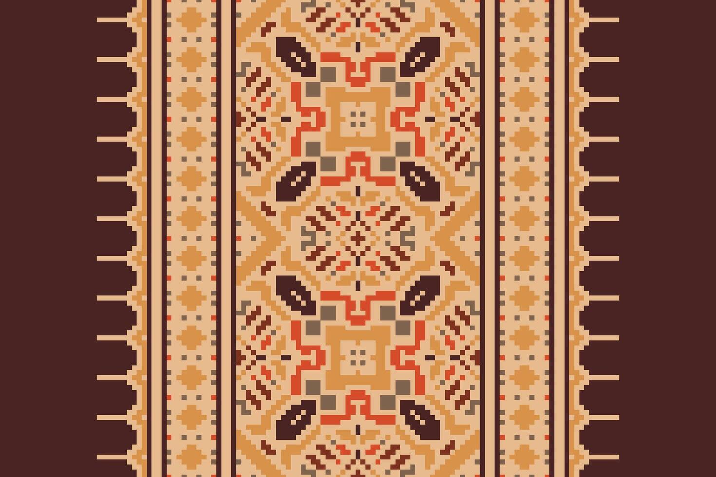 Motif folklore pattern Seamless Australian aboriginal pattern Motif embroidery, Pixel Ikat embroidery Design for Print pattern vintage flower folk navajo patchwork pattern vector