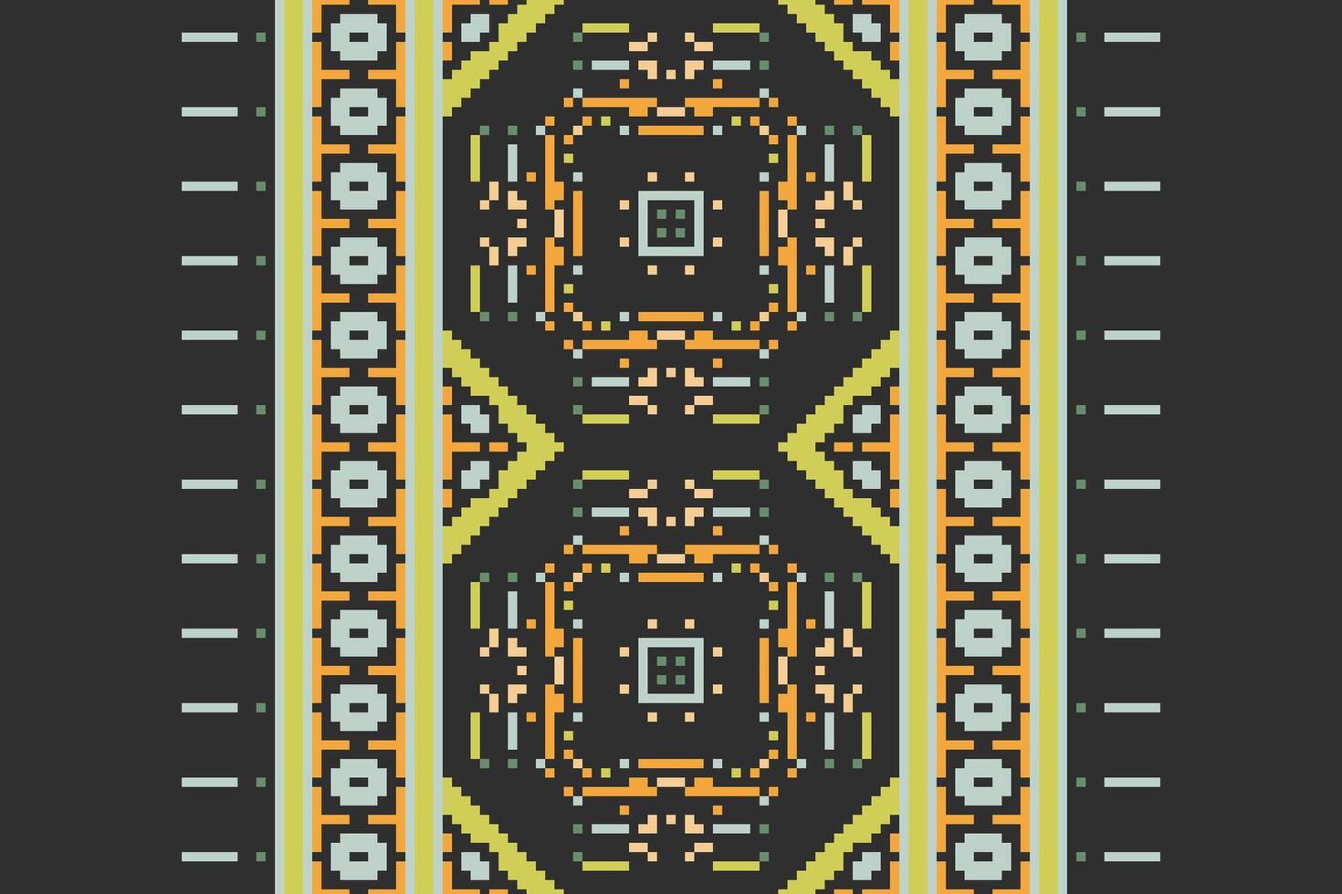 Motif folklore pattern Seamless Mughal architecture Motif embroidery, Pixel Ikat embroidery Design for Print pattern vintage flower folk navajo patchwork pattern vector