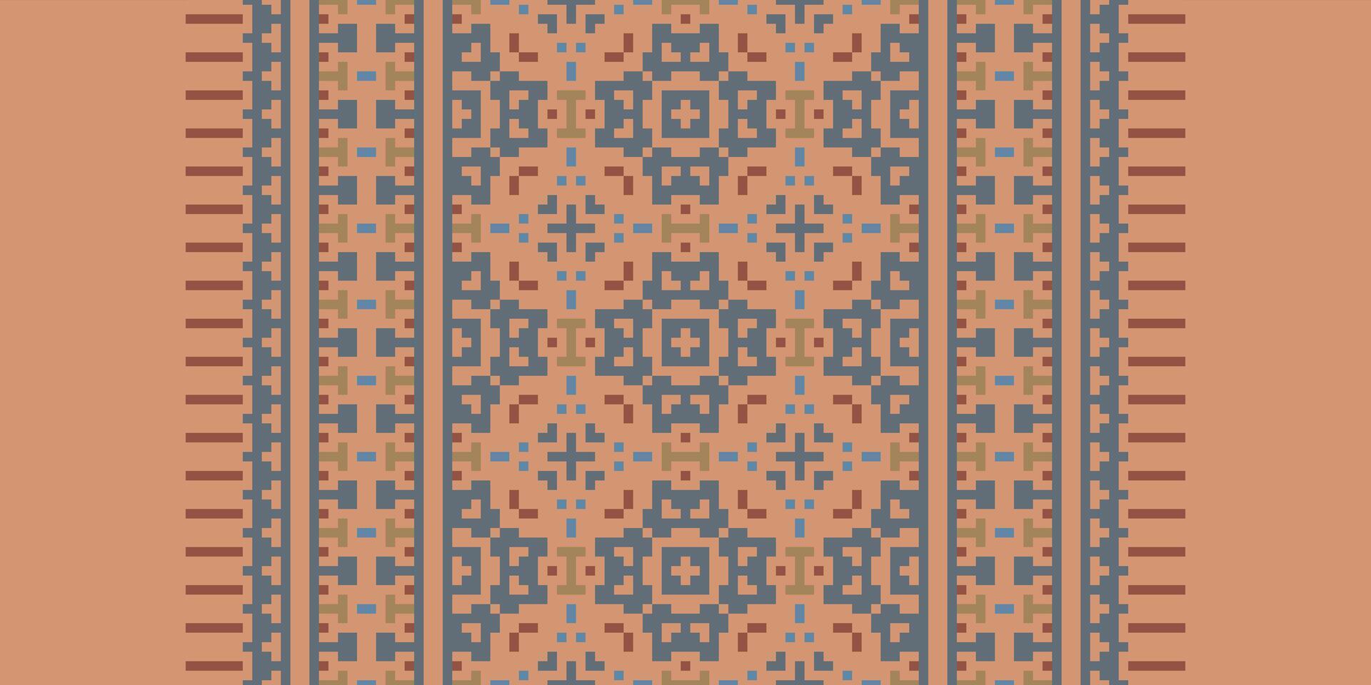 Nordic pattern Seamless Scandinavian pattern Motif embroidery, Pixel Ikat embroidery Design for Print egyptian pattern tibetan mandala bandanna vector