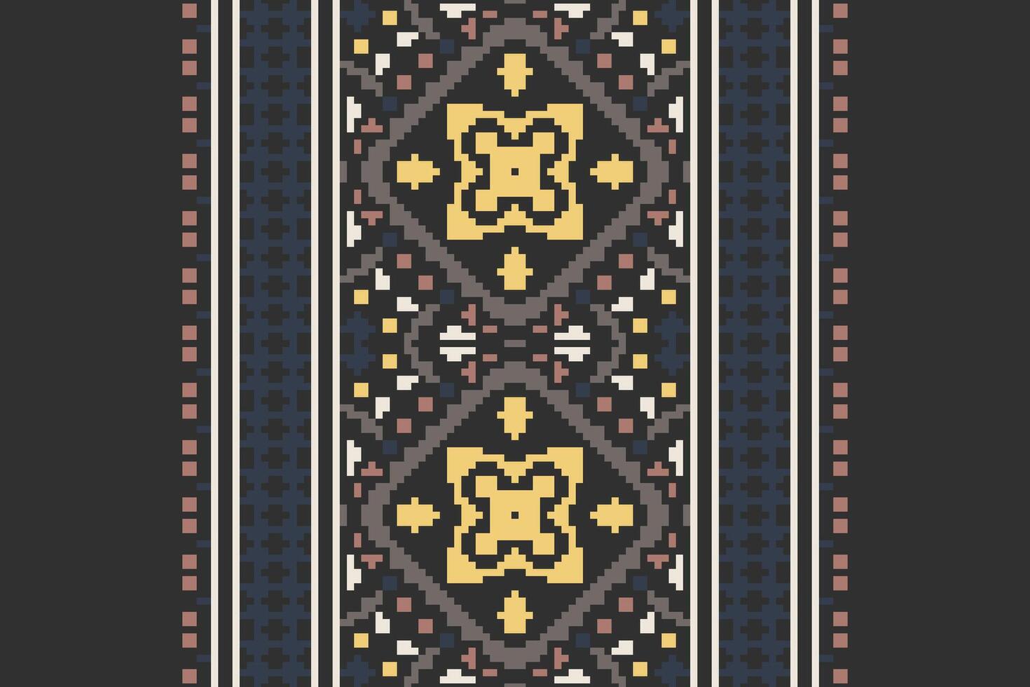 Motif folklore pattern Seamless Scandinavian pattern Motif embroidery, Pixel Ikat embroidery Design for Print endless arabesque cloth dupatta shawl bandana print silk kurta men vector