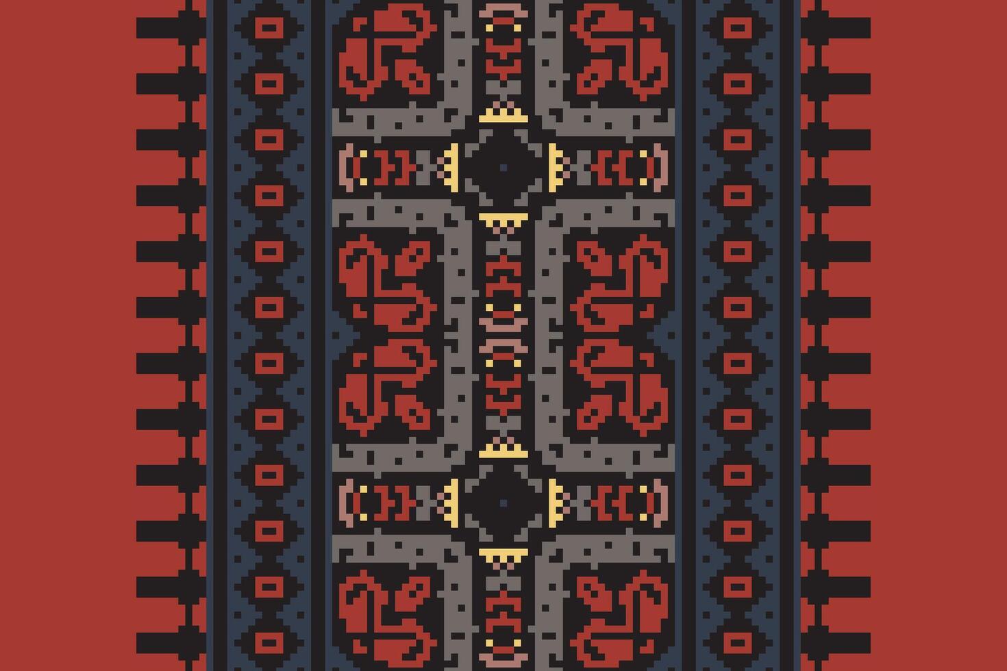 Motif folklore pattern Seamless Scandinavian pattern Motif embroidery, Pixel Ikat embroidery Design for Print indigenous art aboriginal art pattern floral kurti mughal border vector