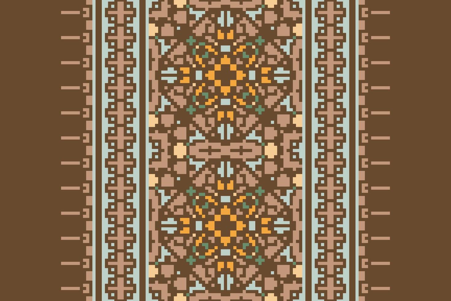 Motif folklore pattern Seamless Scandinavian pattern Motif embroidery, Pixel Ikat embroidery Design for Print Texture fabric saree sari carpet. kurta patola saree vector