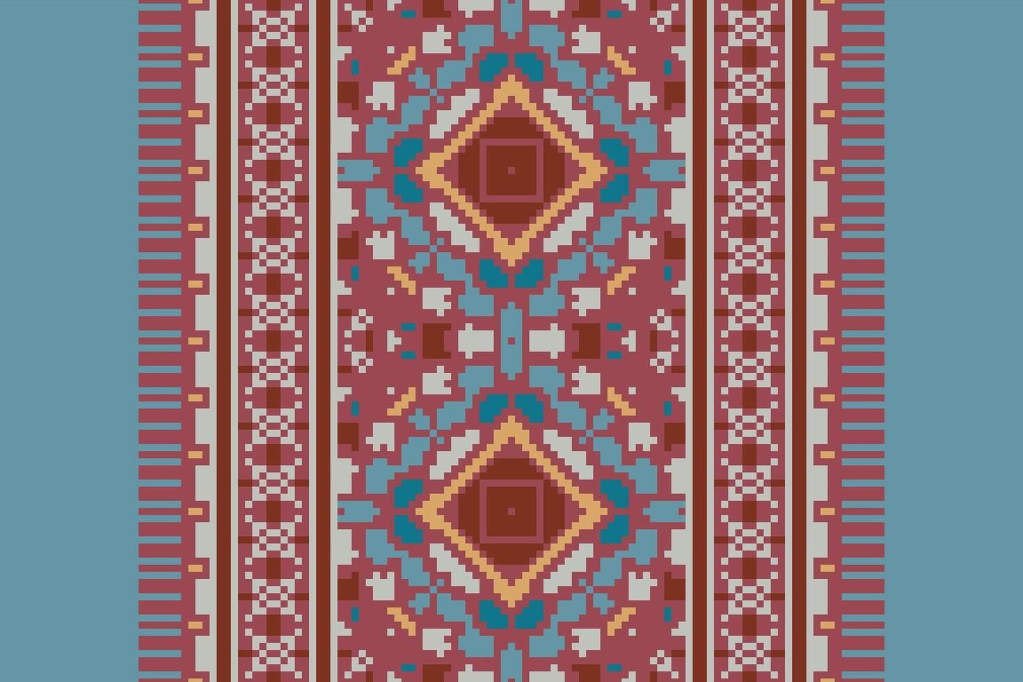 Silk fabric Patola sari Pattern Seamless Native American, Motif embroidery, Pixel Ikat embroidery Design for Print figure tribal ink on cloth patola sari vector