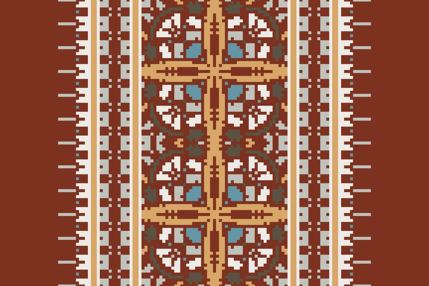 Silk fabric Patola sari Pattern Seamless Native American, Motif embroidery, Pixel Ikat embroidery Design for Print border embroidery ancient egypt vector