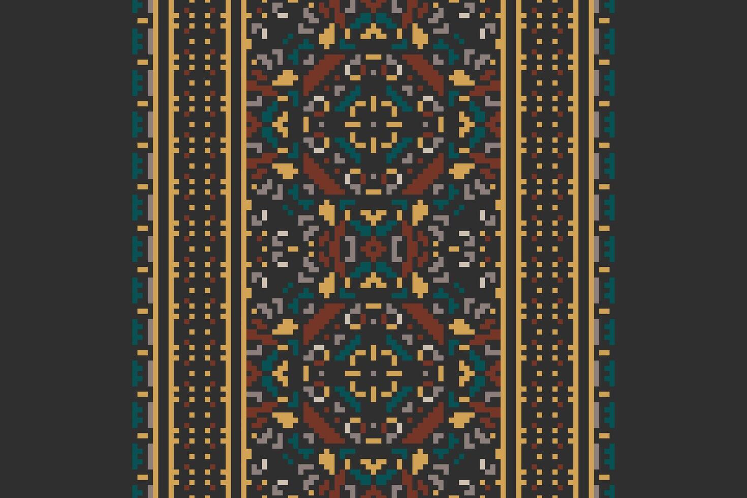Silk fabric Patola sari Pattern Seamless Bandana print silk Motif embroidery, Pixel Ikat embroidery Design for Print Texture fabric saree sari carpet. kurta patola saree vector