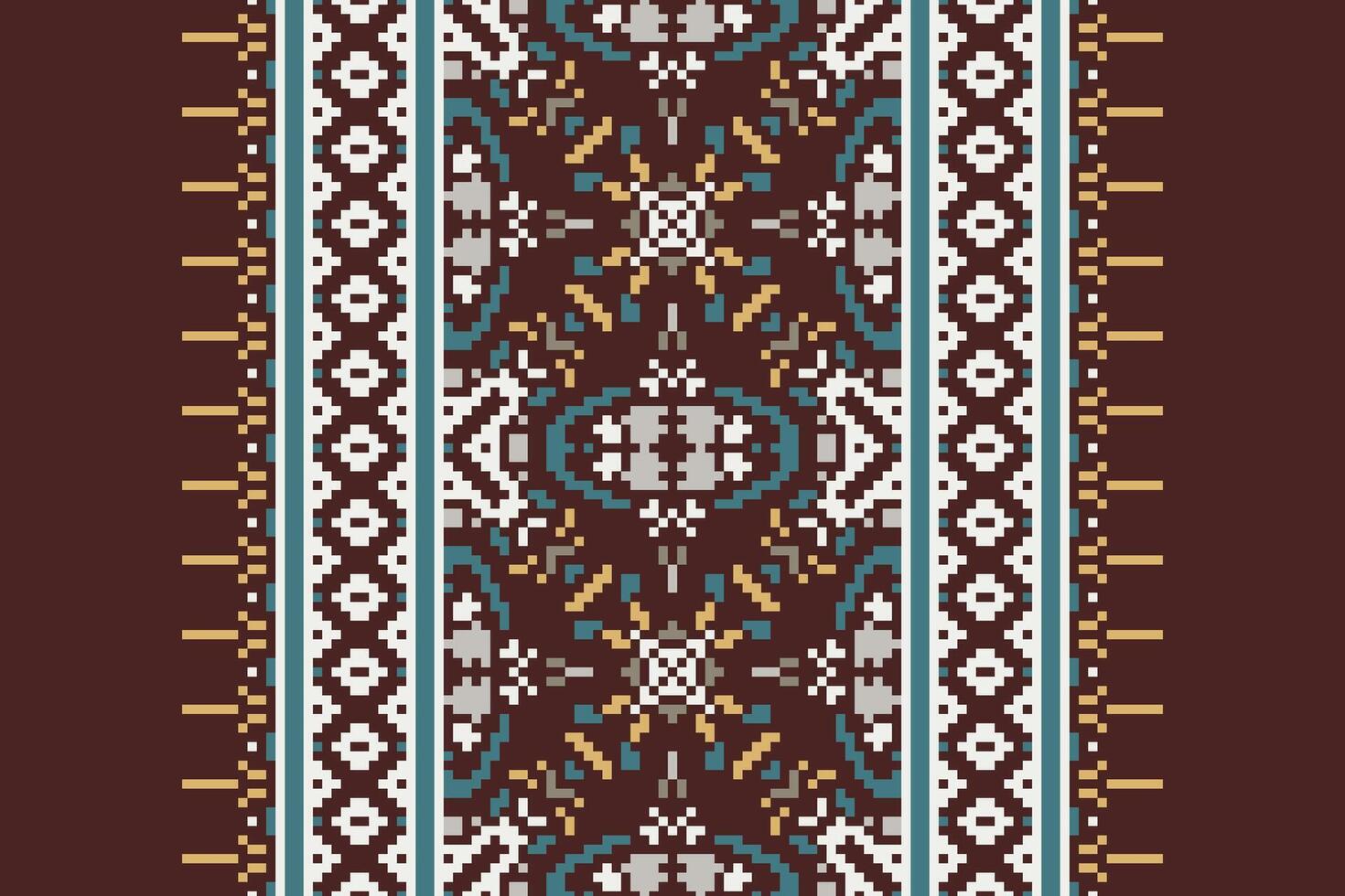 Silk fabric Patola sari Pattern Seamless Bandana print silk Motif embroidery, Pixel Ikat embroidery Design for Print kurta pattern mughal motifs tapestry pattern floral repeat vector