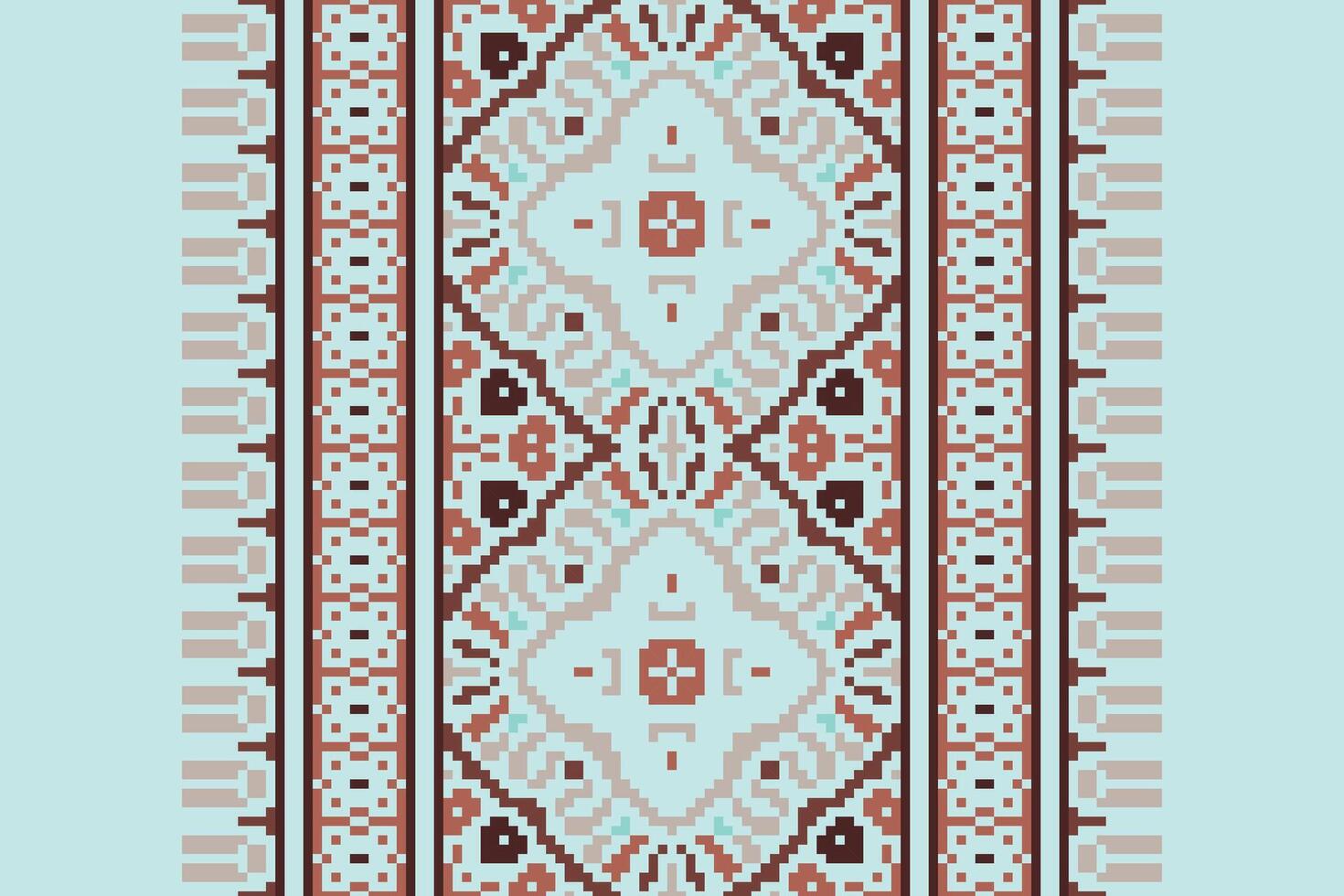 Silk fabric Patola sari Pattern Seamless Mughal architecture Motif embroidery, Pixel Ikat embroidery Design for Print indigenous art aboriginal art pattern floral kurti mughal border vector
