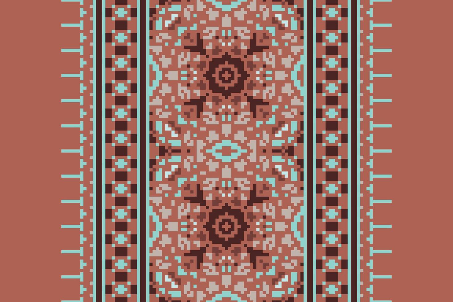 Silk fabric Patola sari Pattern Seamless Mughal architecture Motif embroidery, Pixel Ikat embroidery Design for Print indonesian batik motif embroidery native american kurta mughal design vector