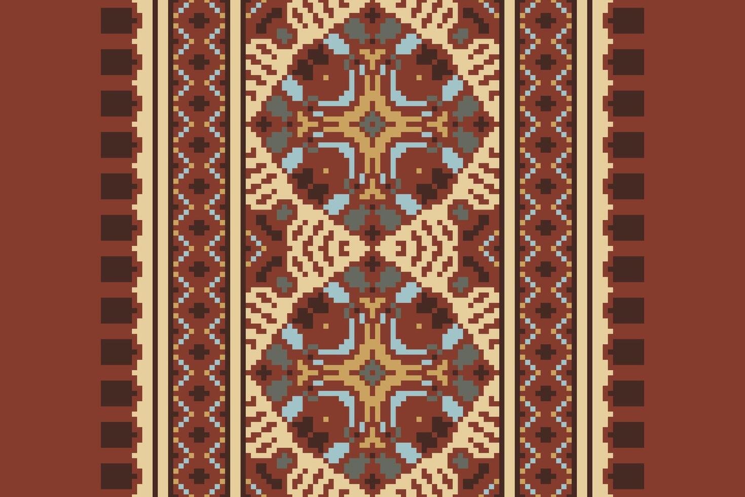 Silk fabric Patola sari Pattern Seamless Mughal architecture Motif embroidery, Pixel Ikat embroidery Design for Print kurta pattern mughal motifs tapestry pattern floral repeat vector