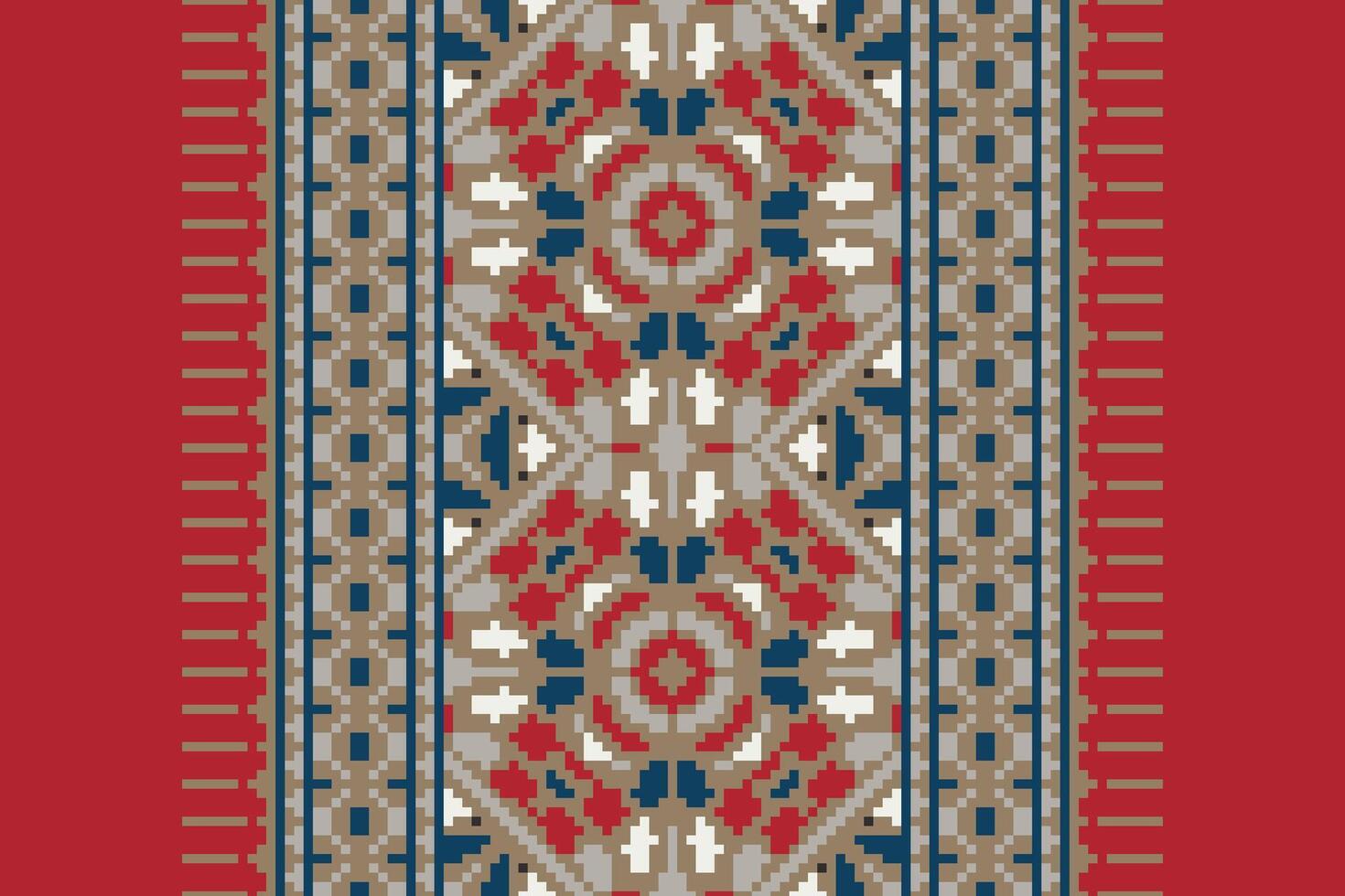 Silk fabric Patola sari Pattern Seamless Scandinavian pattern Motif embroidery, Pixel Ikat embroidery Design for Print endless arabesque cloth dupatta shawl bandana print silk kurta men vector