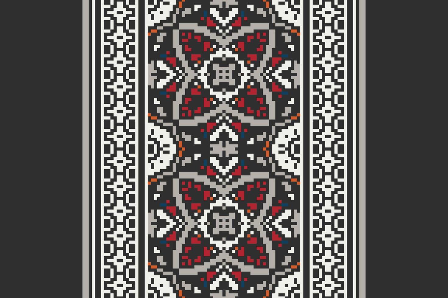 Silk fabric Patola sari Pattern Seamless Scandinavian pattern Motif embroidery, Pixel Ikat embroidery Design for Print indonesian batik motif embroidery native american kurta mughal design vector