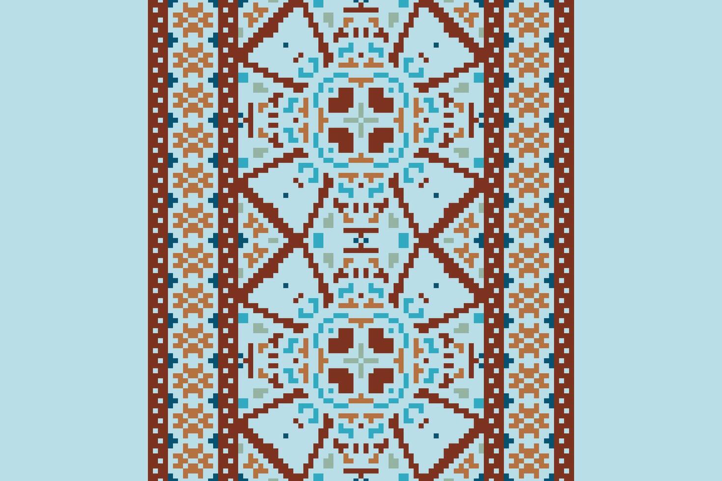 Silk fabric Patola sari Pattern Seamless Scandinavian pattern Motif embroidery, Pixel Ikat embroidery Design for Print indigenous art aboriginal art pattern floral kurti mughal border vector