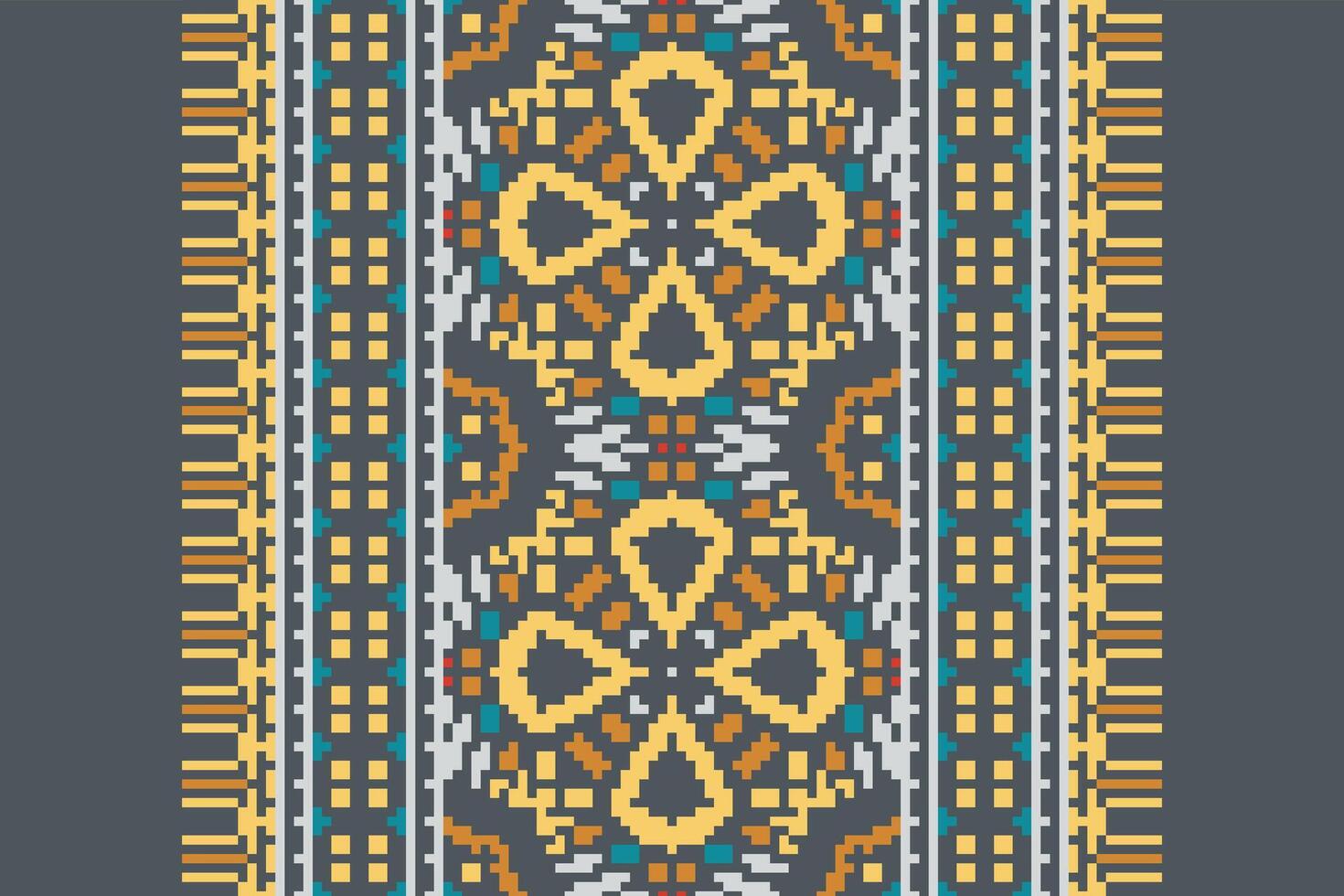 Silk fabric Patola sari Pattern Seamless Scandinavian pattern Motif embroidery, Pixel Ikat embroidery Design for Print egyptian pattern tibetan mandala bandanna vector