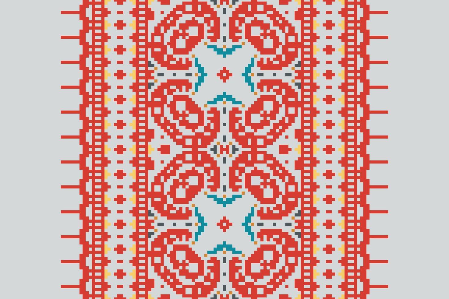 Silk fabric Patola sari Pattern Seamless Scandinavian pattern Motif embroidery, Pixel Ikat embroidery Design for Print border embroidery ancient egypt vector