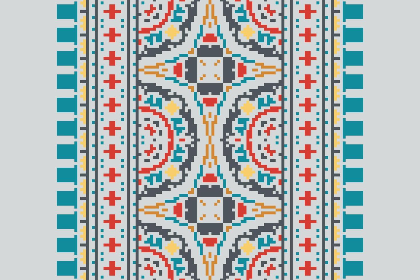 Silk fabric Patola sari Pattern Seamless Scandinavian pattern Motif embroidery, Pixel Ikat embroidery Design for Print figure tribal ink on cloth patola sari vector