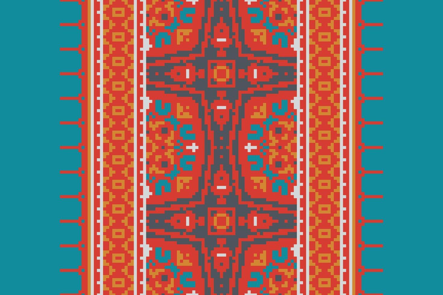 Nordic pattern Seamless Native American, Motif embroidery, Pixel Ikat embroidery Design for Print indonesian batik motif embroidery native american kurta mughal design vector