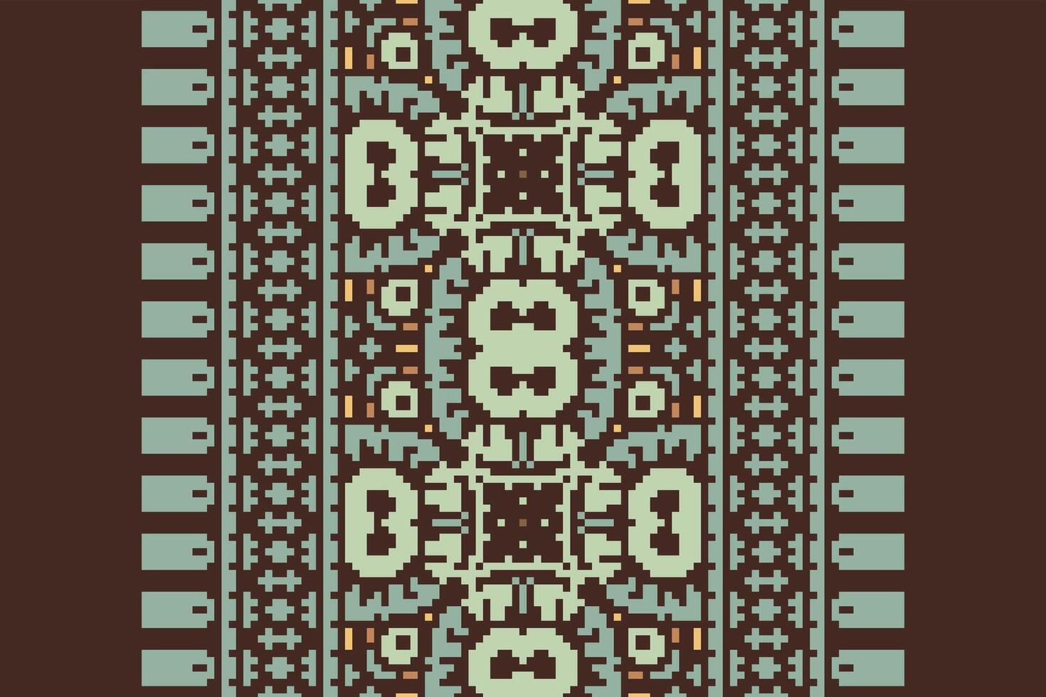 Nordic pattern Seamless Bandana print silk Motif embroidery, Pixel Ikat embroidery Design for Print jacquard slavic pattern folklore pattern kente arabesque vector