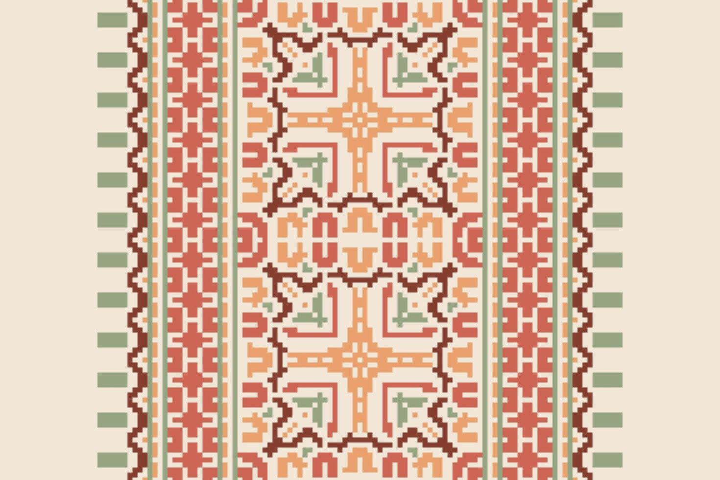 Nordic pattern Seamless Bandana print silk Motif embroidery, Pixel Ikat embroidery Design for Print scarf hijab pattern kerchief Pixel Ikat Silk kurti model mughal patterns vector