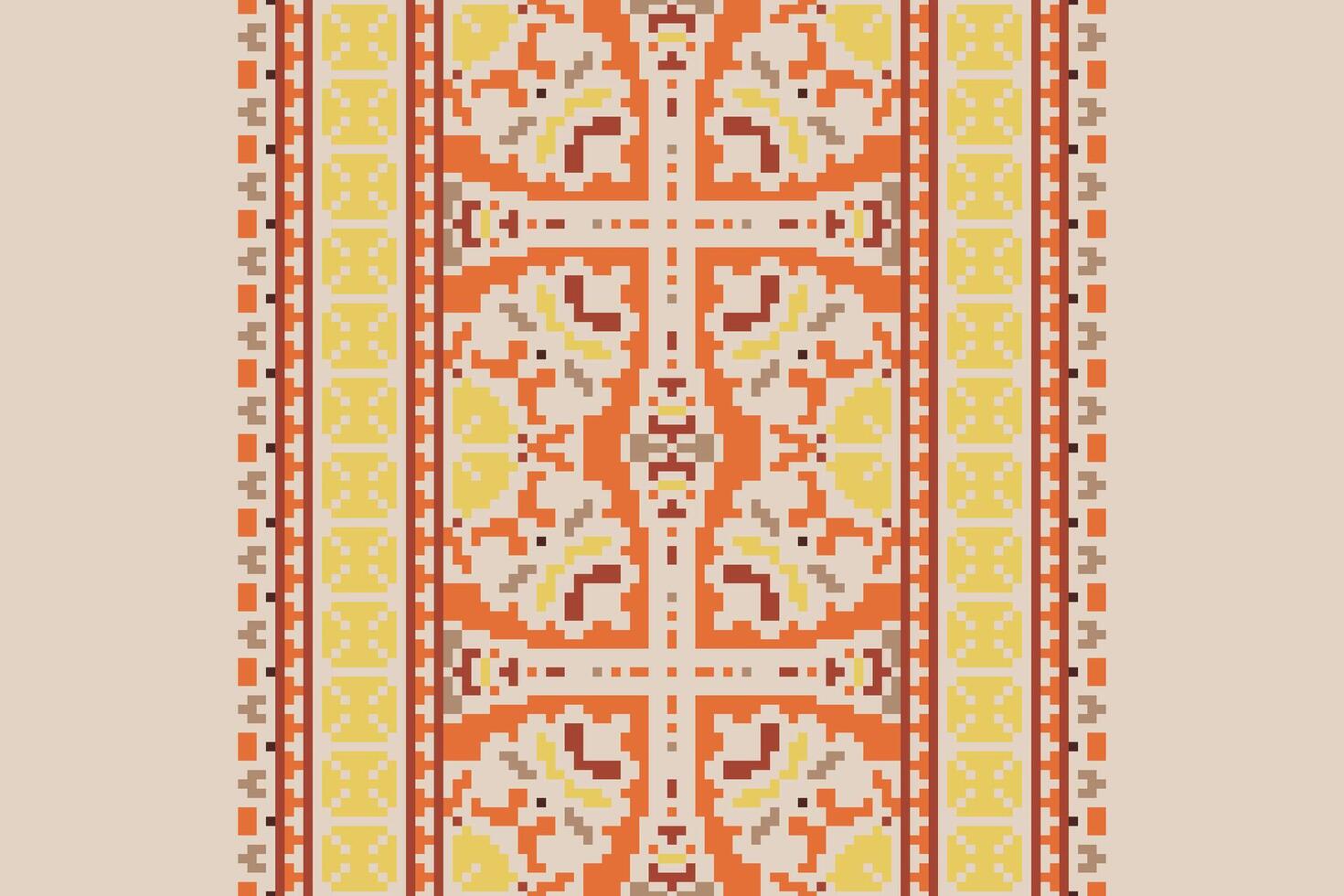 Nordic pattern Seamless Mughal architecture Motif embroidery, Pixel Ikat embroidery Design for Print kurta pattern mughal motifs tapestry pattern floral repeat vector