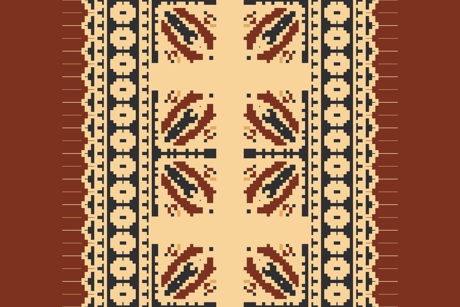 Nordic pattern Seamless Scandinavian pattern Motif embroidery, Pixel Ikat embroidery Design for Print endless arabesque cloth dupatta shawl bandana print silk kurta men vector