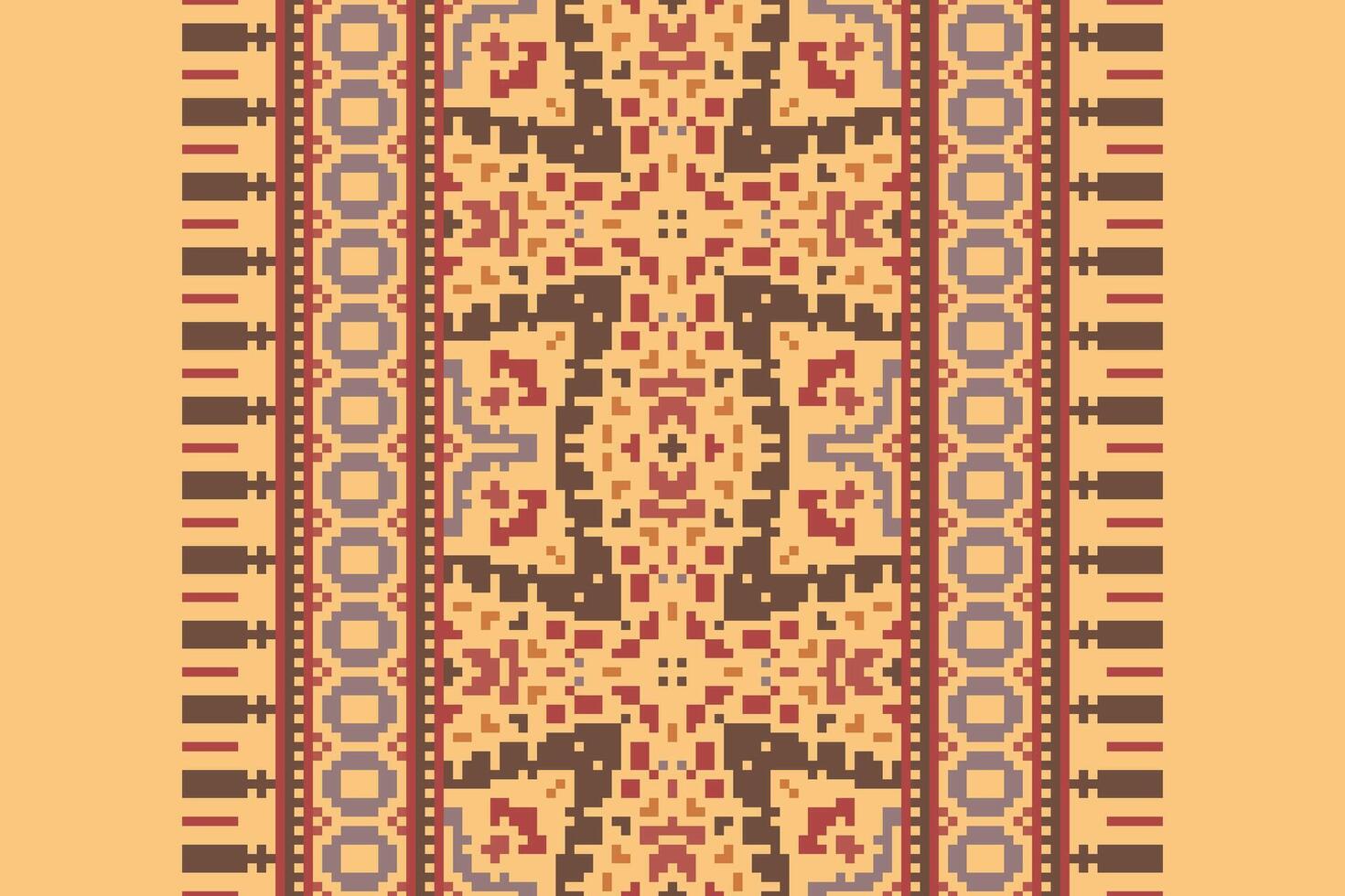 Nordic pattern Seamless Mughal architecture Motif embroidery, Pixel Ikat embroidery Design for Print scandinavian pattern saree ethnic nativity gypsy pattern vector