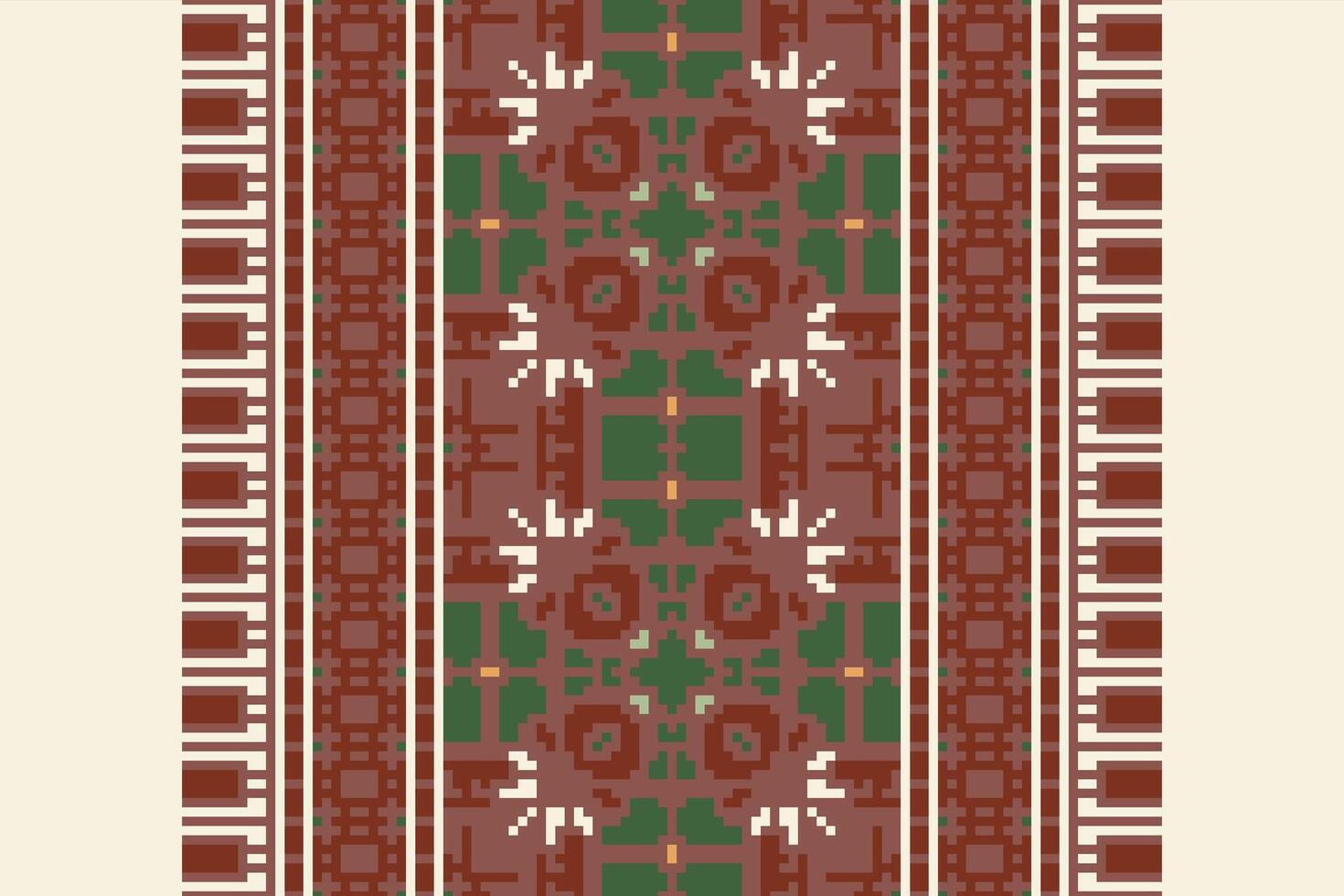 Navajo pattern Seamless Bandana print silk Motif embroidery, Pixel Ikat embroidery Design for Print endless arabesque cloth dupatta shawl bandana print silk kurta men vector