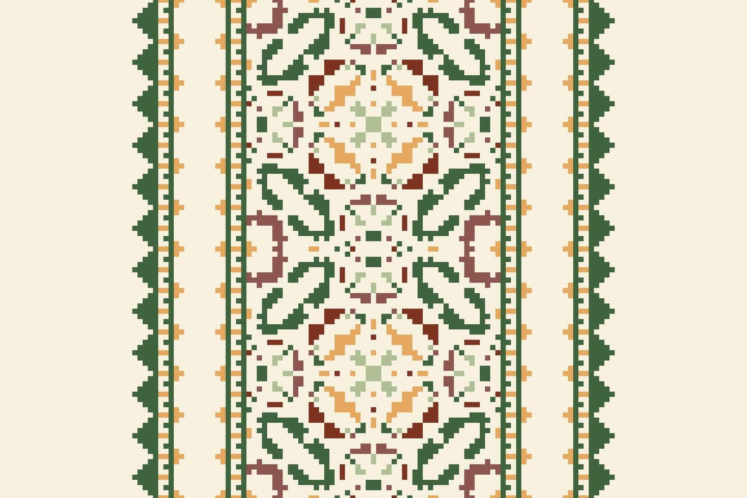 Navajo pattern Seamless Bandana print silk Motif embroidery, Pixel Ikat embroidery Design for Print indigenous art aboriginal art pattern floral kurti mughal border vector