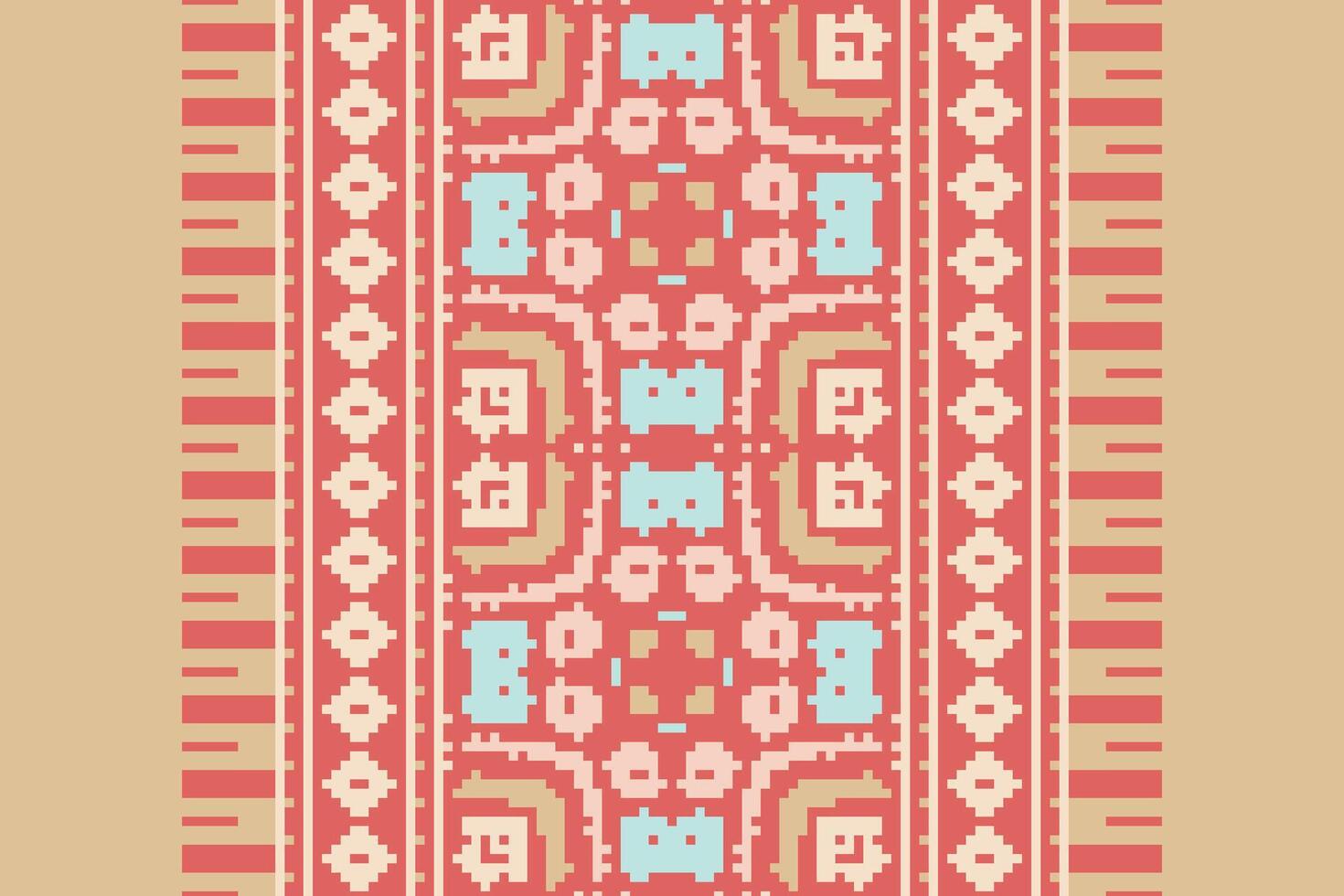 Navajo pattern Seamless Bandana print silk Motif embroidery, Pixel Ikat embroidery Design for Print lace pattern turkish ceramic ancient egypt art jacquard pattern vector