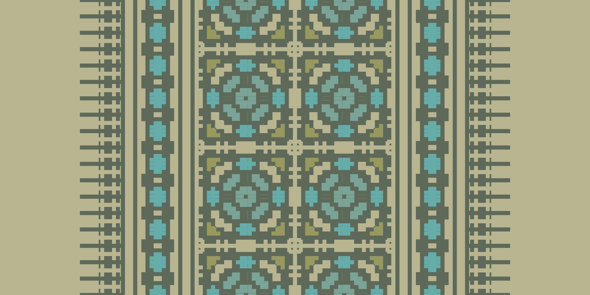Navajo pattern Seamless Bandana print silk Motif embroidery, Pixel Ikat embroidery Design for Print vyshyvanka placemat quilt sarong sarong beach kurtis Indian motifs vector