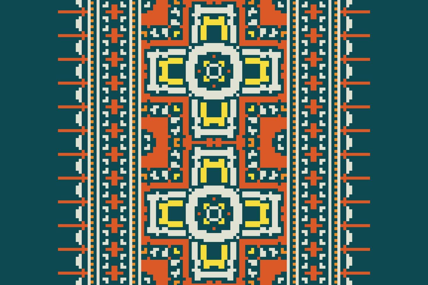 Navajo pattern Seamless Mughal architecture Motif embroidery, Pixel Ikat embroidery Design for Print 60s paisley tie dye damascus ornament rugs hipster kurta pajama vector