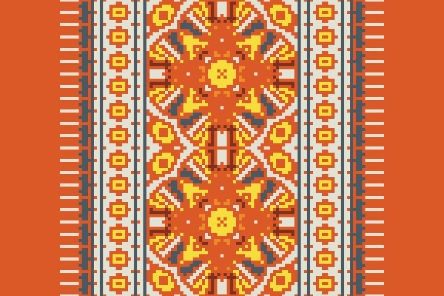 Navajo pattern Seamless Mughal architecture Motif embroidery, Pixel Ikat embroidery Design for Print endless arabesque cloth dupatta shawl bandana print silk kurta men vector
