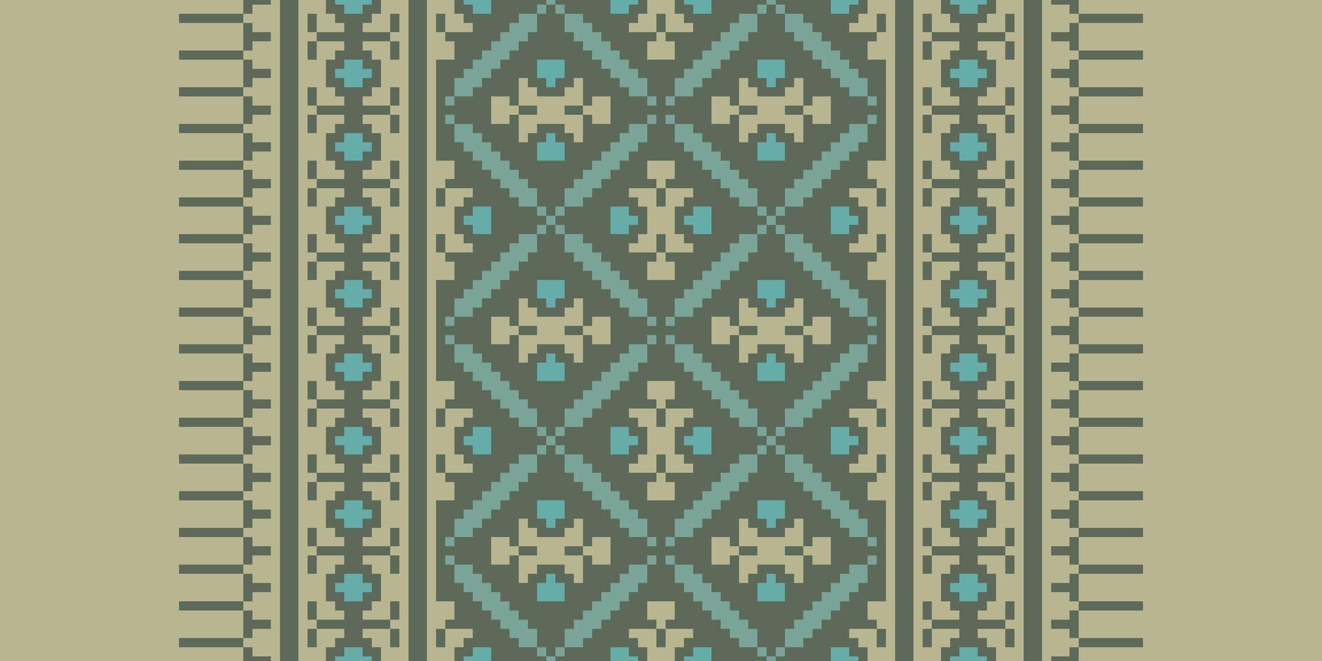 Navajo pattern Seamless Bandana print silk Motif embroidery, Pixel Ikat embroidery Design for Print indigenous art aboriginal art pattern floral kurti mughal border vector