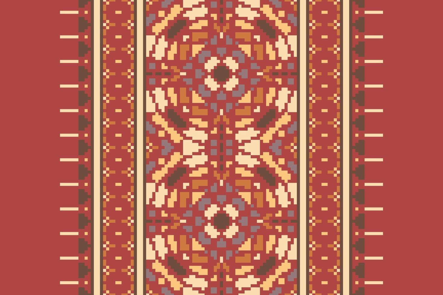 Navajo pattern Seamless Mughal architecture Motif embroidery, Pixel Ikat embroidery Design for Print figure tribal ink on cloth patola sari vector