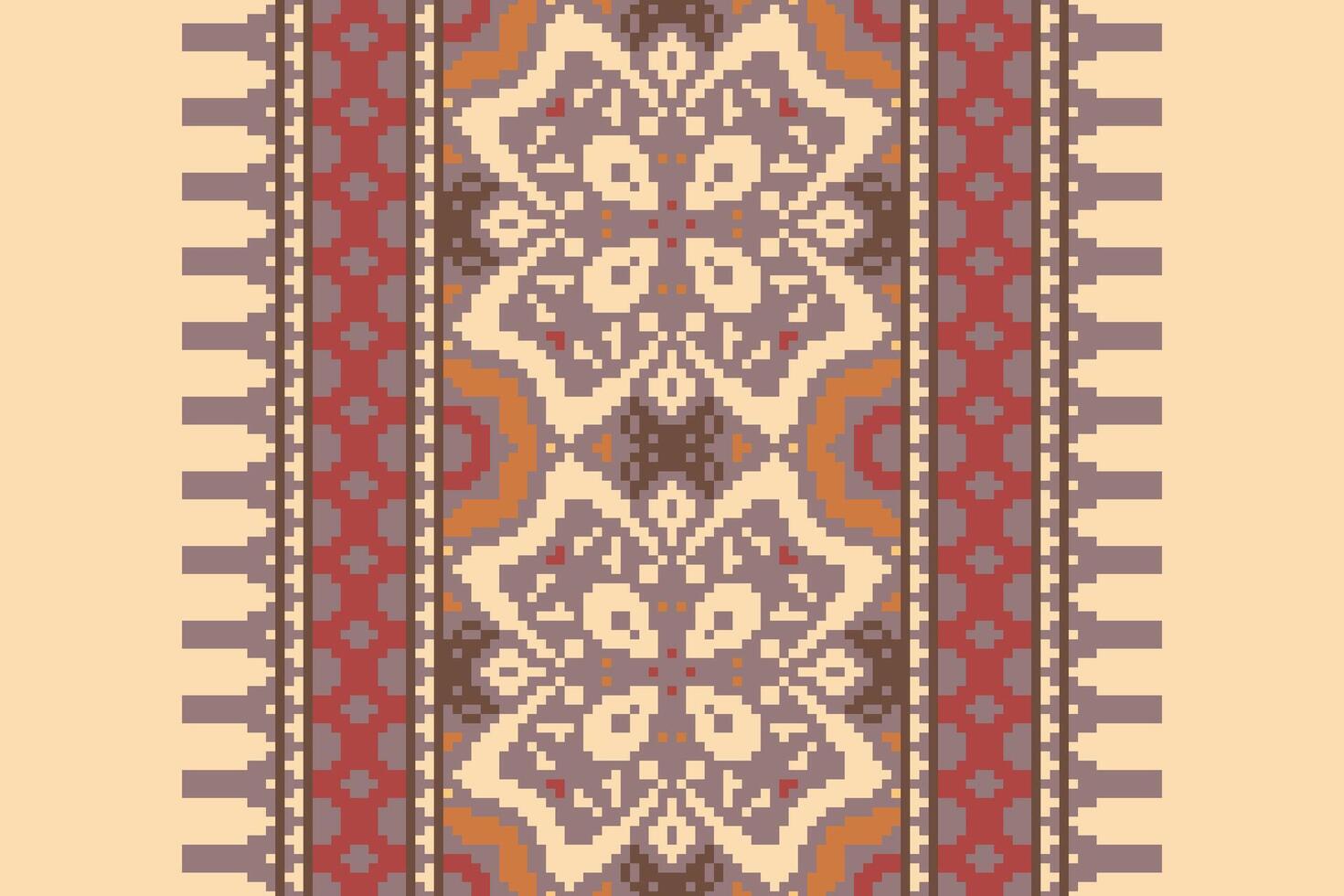 Navajo pattern Seamless Mughal architecture Motif embroidery, Pixel Ikat embroidery Design for Print pattern vintage flower folk navajo patchwork pattern vector
