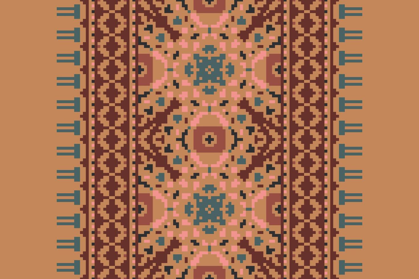 Patchwork pattern Seamless Native American, Motif embroidery, Pixel Ikat embroidery Design for Print figure tribal ink on cloth patola sari vector