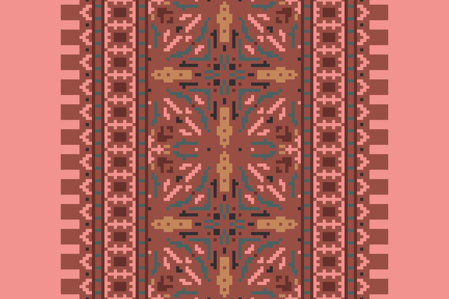 Patchwork pattern Seamless Native American, Motif embroidery, Pixel Ikat embroidery Design for Print egyptian pattern tibetan mandala bandanna vector