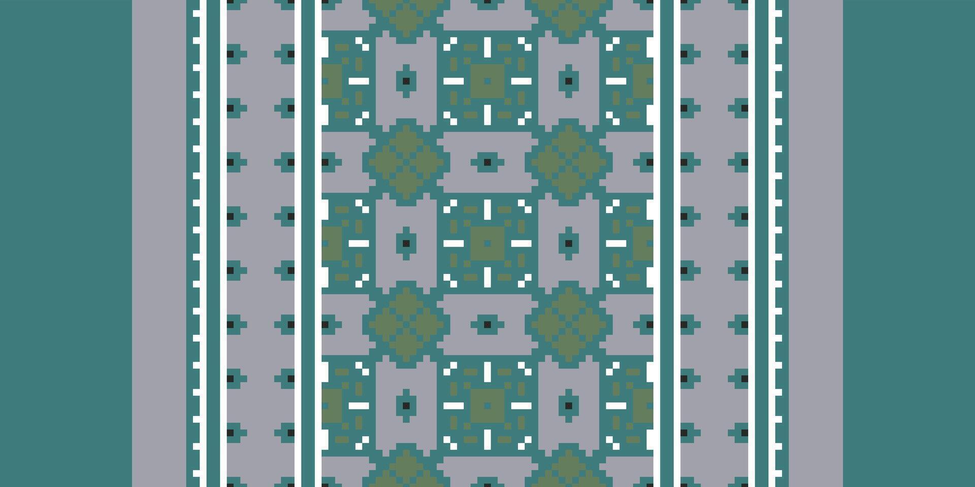 Motif folklore pattern Seamless Bandana print silk Motif embroidery, Pixel Ikat embroidery Design for Print pattern vintage flower folk navajo patchwork pattern vector