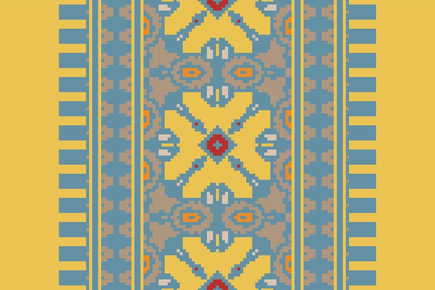 Patchwork pattern Seamless Bandana print silk Motif embroidery, Pixel Ikat embroidery Design for Print figure tribal ink on cloth patola sari vector