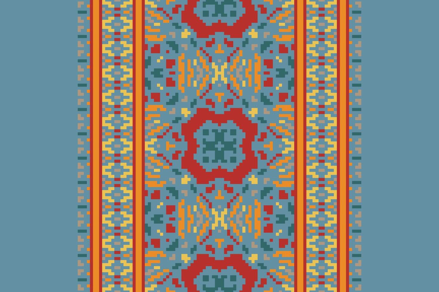 Patchwork pattern Seamless Bandana print silk Motif embroidery, Pixel Ikat embroidery Design for Print egyptian pattern tibetan mandala bandanna vector