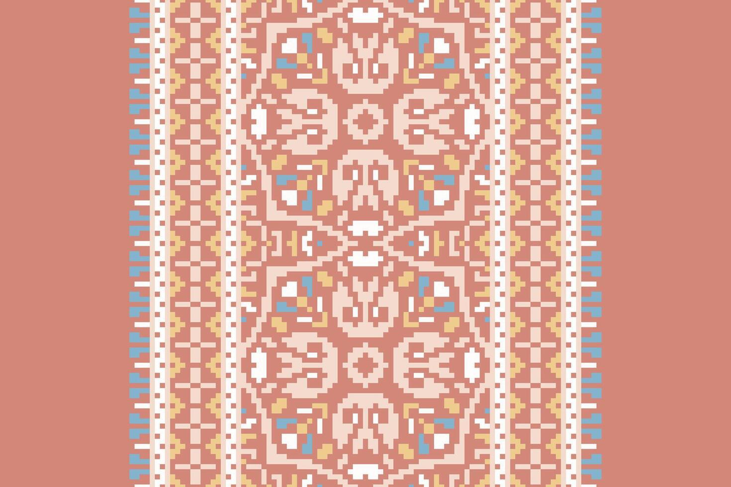 Patchwork pattern Seamless Bandana print silk Motif embroidery, Pixel Ikat embroidery Design for Print indigenous art aboriginal art pattern floral kurti mughal border vector