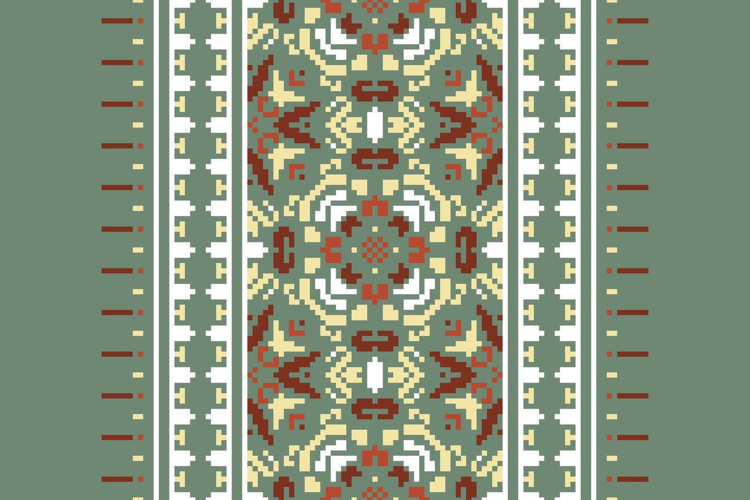 Patchwork pattern Seamless Mughal architecture Motif embroidery, Pixel Ikat embroidery Design for Print indonesian batik motif embroidery native american kurta mughal design vector