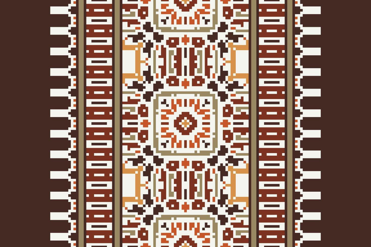 Patchwork pattern Seamless Mughal architecture Motif embroidery, Pixel Ikat embroidery Design for Print figure tribal ink on cloth patola sari vector