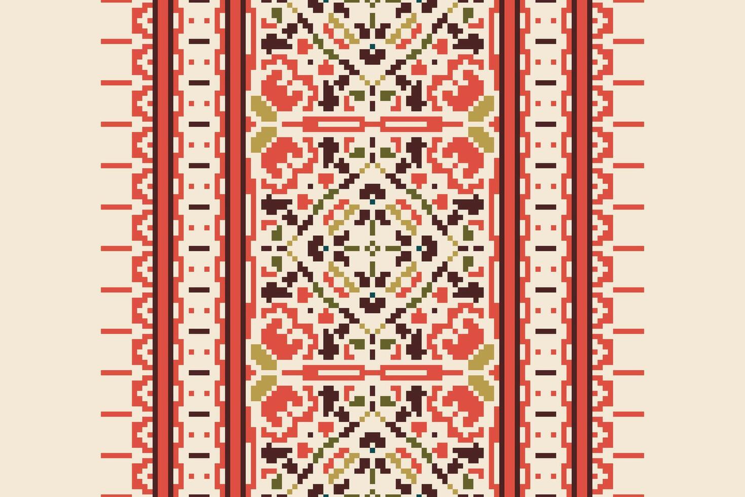 Tie dye Pattern Seamless Bandana print silk Motif embroidery, Pixel Ikat embroidery Design for Print Texture fabric saree sari carpet. kurta patola saree vector